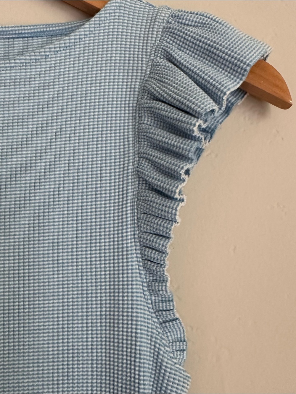 J. Crew Light Blue Ruffled Sleeve Knit Tank - Picture 4 of 5